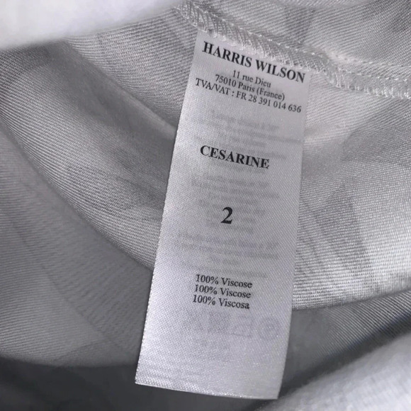 Harris Wilson Cesarine Birds Botanical Print White Grey Viscose Button Up Shirt - Picture 4 of 12